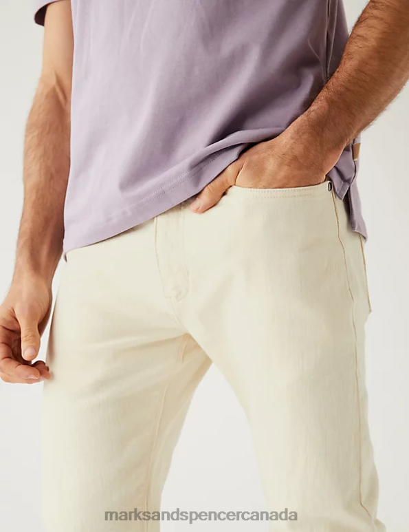 Men Ecru Clothing Marks & Spencer Slim Fit Stretch Jeans 20VTD5469 - Marks and Spencer online