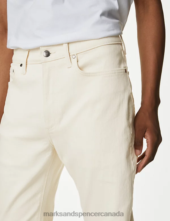 Men Ecru Clothing Marks & Spencer Straight Fit Stretch Jeans 20VTD6264 - Marks and Spencer online