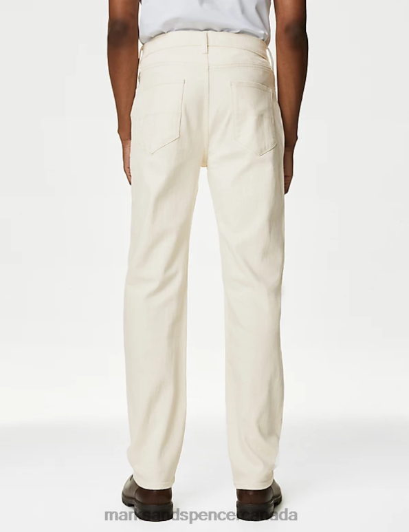 Men Ecru Clothing Marks & Spencer Straight Fit Stretch Jeans 20VTD6264 - Marks and Spencer online