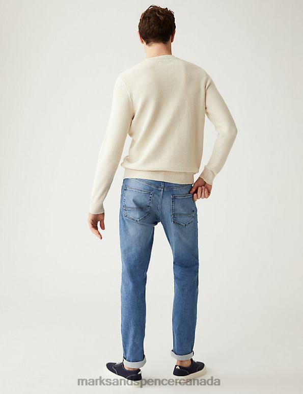 Marks and Spencer Canada - Men Grey Blue Clothing Marks & Spencer Slim Fit 360 Flex Jeans 20VTD7188