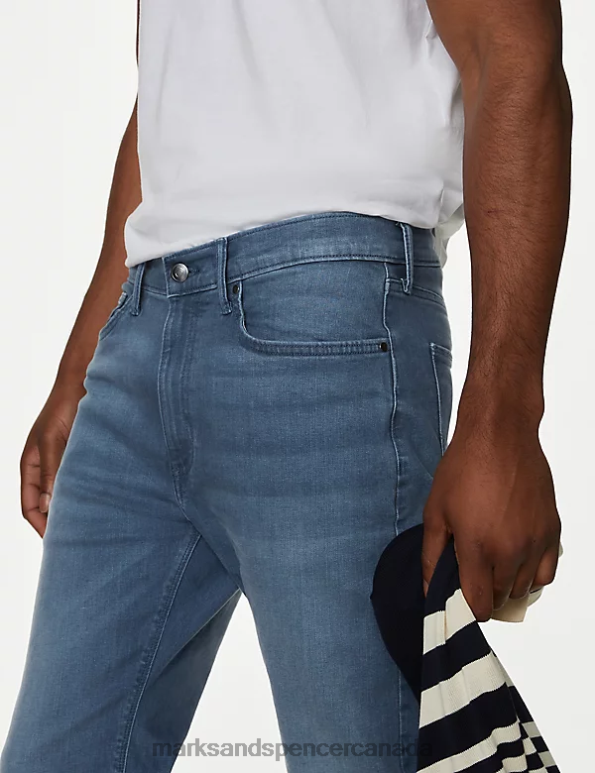 Men Grey Blue Clothing Marks & Spencer Straight Fit Stretch Jeans 20VTD6265 - Marks and Spencer Canada locations