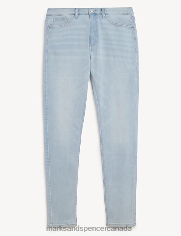 Marks and Spencer near me - Men Ice Blue Clothing Marks & Spencer Skinny Fit Stretch Jeans 20VTD7261