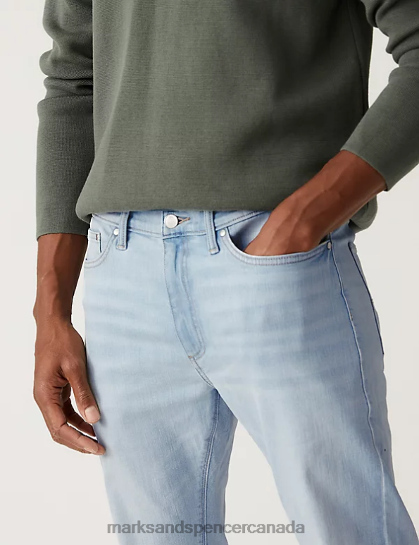 Marks and Spencer near me - Men Ice Blue Clothing Marks & Spencer Skinny Fit Stretch Jeans 20VTD7261
