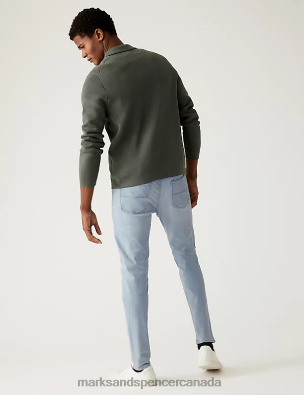 Marks and Spencer near me - Men Ice Blue Clothing Marks & Spencer Skinny Fit Stretch Jeans 20VTD7261