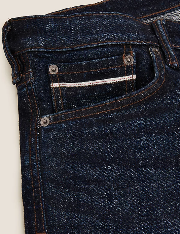 Men Indigo Clothing Marks & Spencer Slim Fit Japanese Selvedge Stretch Jeans 20VTD5837 - Marks and Spencer outlet