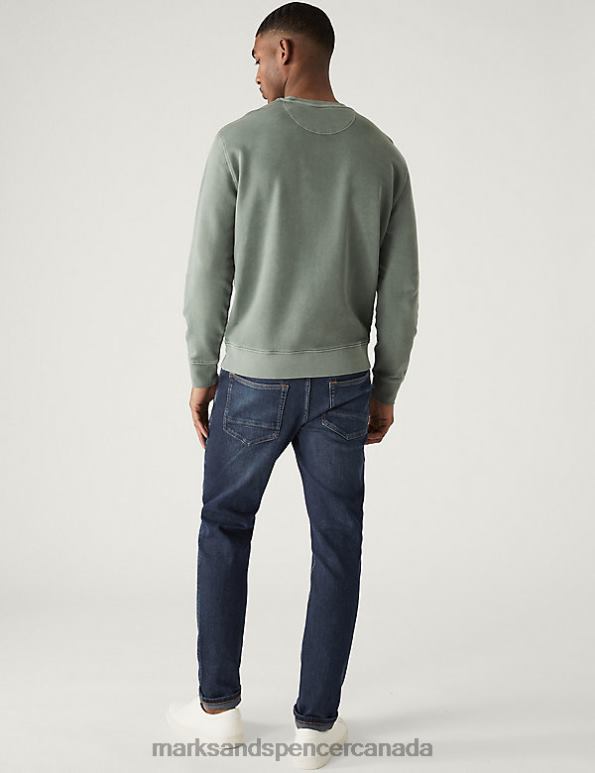 Men Indigo Clothing Marks & Spencer Slim Fit Vintage Wash Stretch Jeans 20VTD4903 - Marks and Spencer online