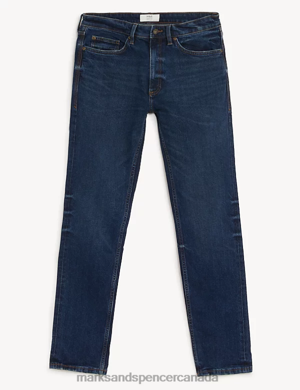 Men Indigo Clothing Marks & Spencer Slim Fit Vintage Wash Stretch Jeans 20VTD6221 - Marks and Spencer Canada locations