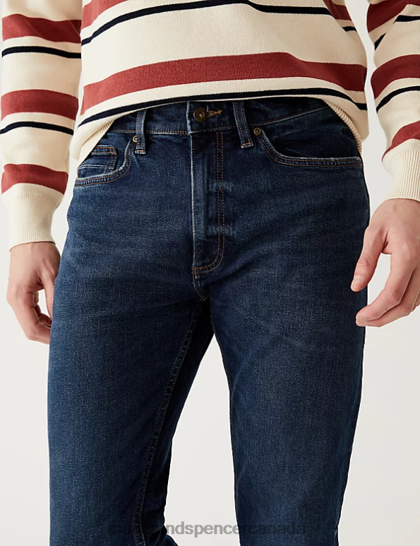 Men Indigo Clothing Marks & Spencer Slim Fit Vintage Wash Stretch Jeans 20VTD6221 - Marks and Spencer Canada locations