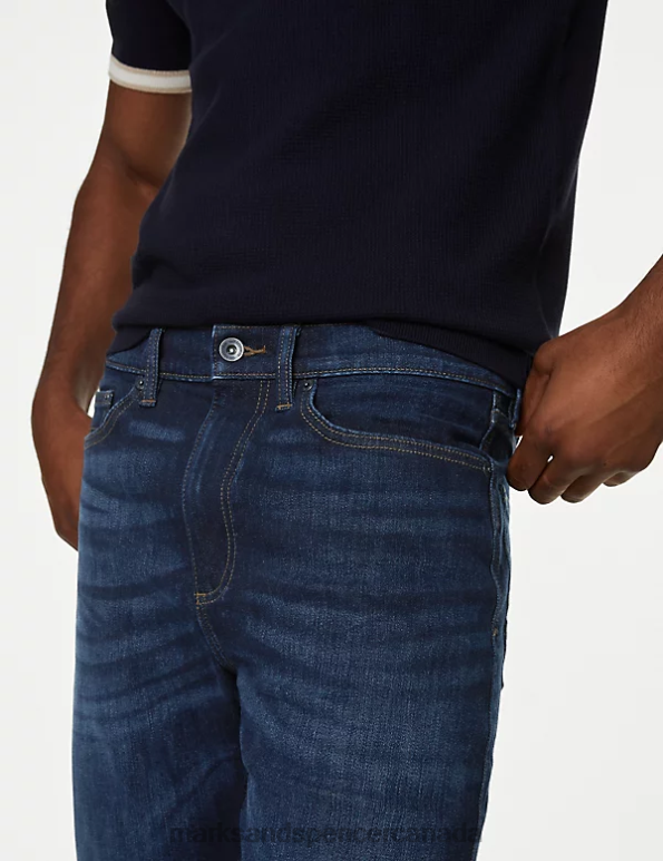 Marks and Spencer Canada - Men Indigo Clothing Marks & Spencer Straight Fit 360 Flex Jeans 20VTD7046