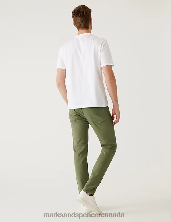 Marks and Spencer sale - Men Khaki Clothing Marks & Spencer Slim Fit Tea Dyed Stretch Jeans 20VTD5773