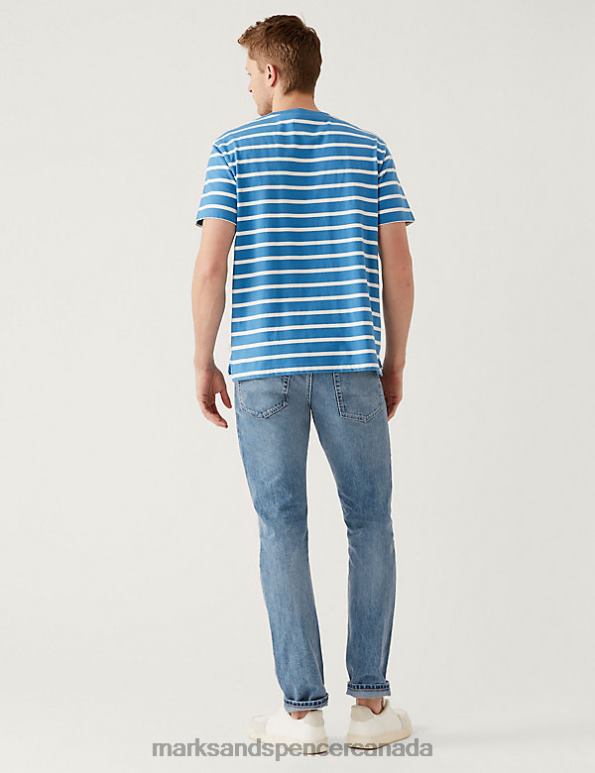 Marks and Spencer sale - Men Light Blue Clothing Marks & Spencer Slim Fit Pure Cotton Jeans 20VTD4823