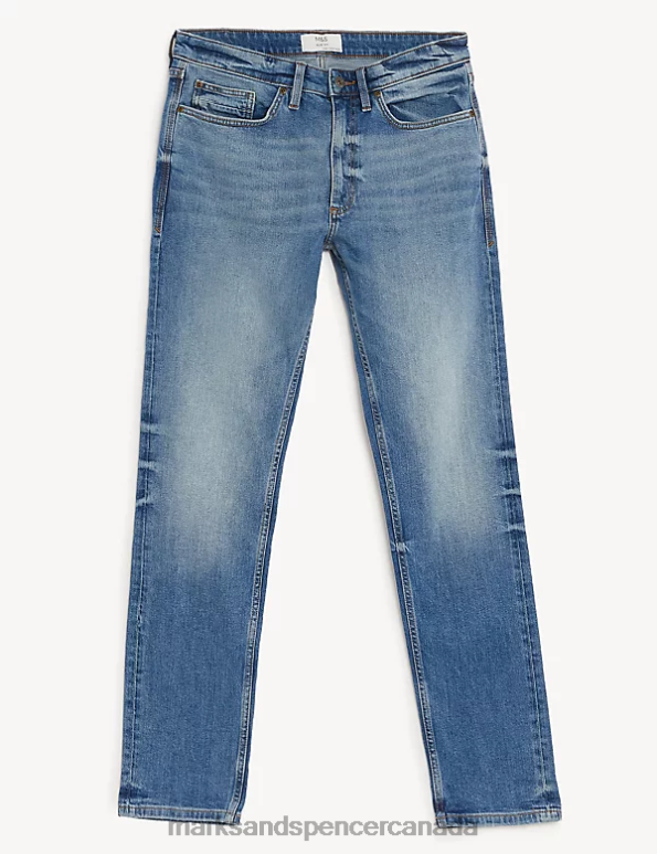 Marks and Spencer sale - Men Light Blue Clothing Marks & Spencer Slim Fit Vintage Wash Stretch Jeans 20VTD6590