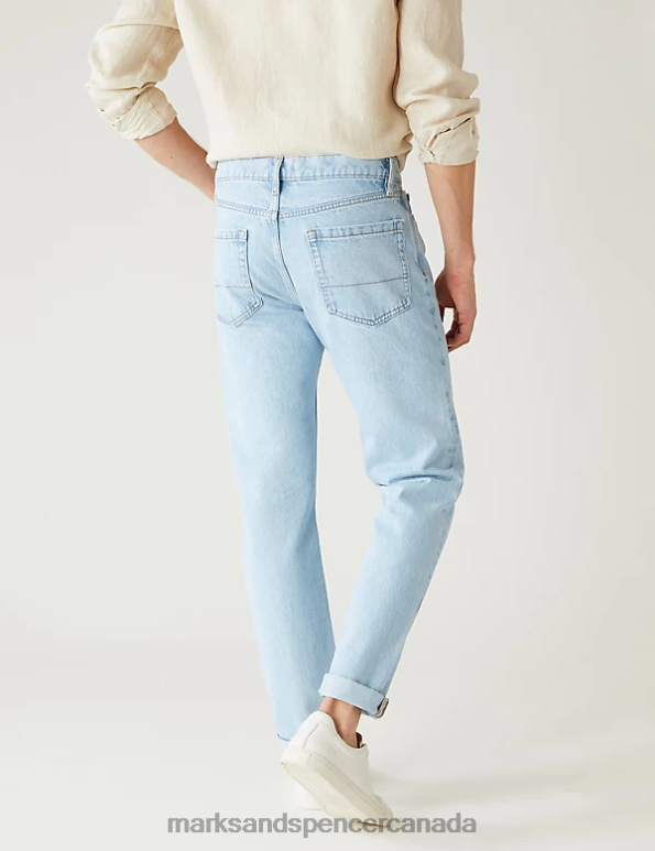 Men Light Blue Clothing Marks & Spencer Straight Fit Rigid Vintage Wash Jeans 20VTD5229 - Marks and Spencer Canada locations