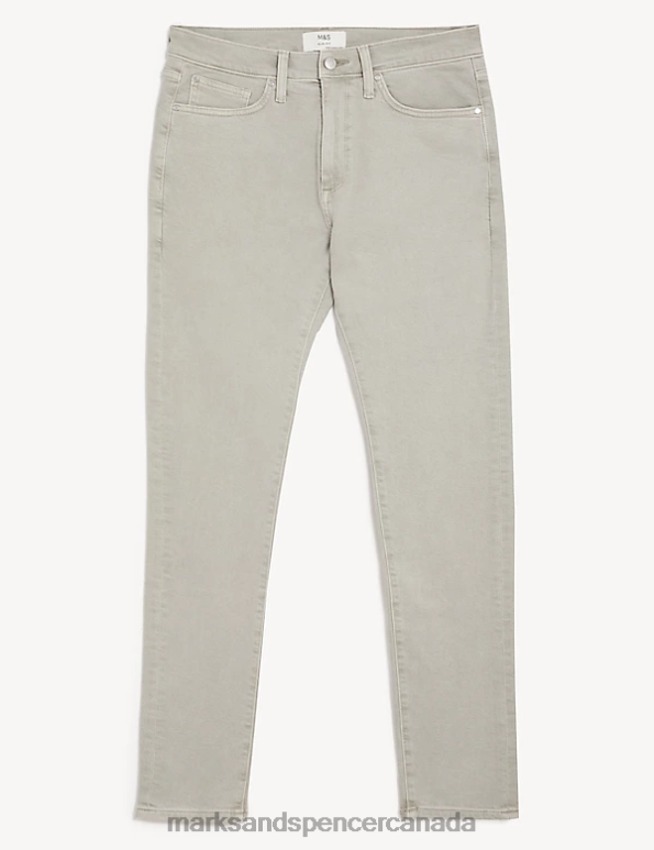 Men Light Grey Clothing Marks & Spencer Slim Fit Tea Dyed Stretch Jeans 20VTD5386 - Marks and Spencer online
