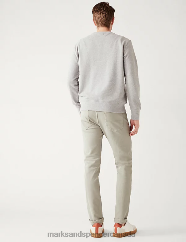 Men Light Grey Clothing Marks & Spencer Slim Fit Tea Dyed Stretch Jeans 20VTD5386 - Marks and Spencer online