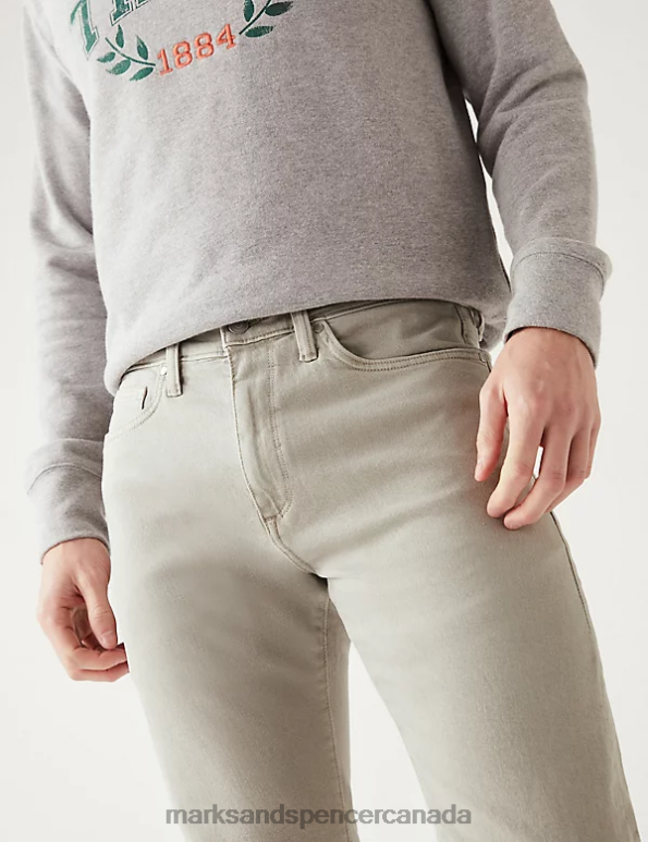 Men Light Grey Clothing Marks & Spencer Slim Fit Tea Dyed Stretch Jeans 20VTD5386 - Marks and Spencer online