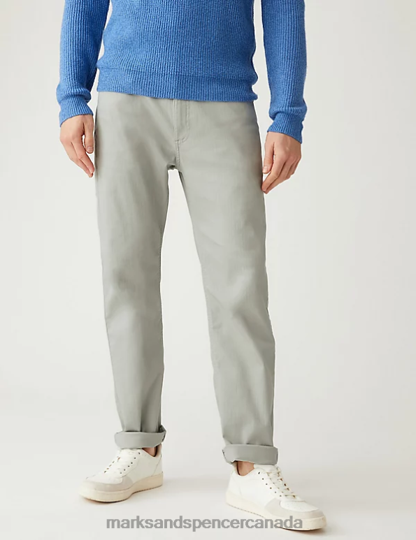 Marks and Spencer near me - Men Light Grey Clothing Marks & Spencer Straight Fit 360 Flex Jeans 20VTD7041