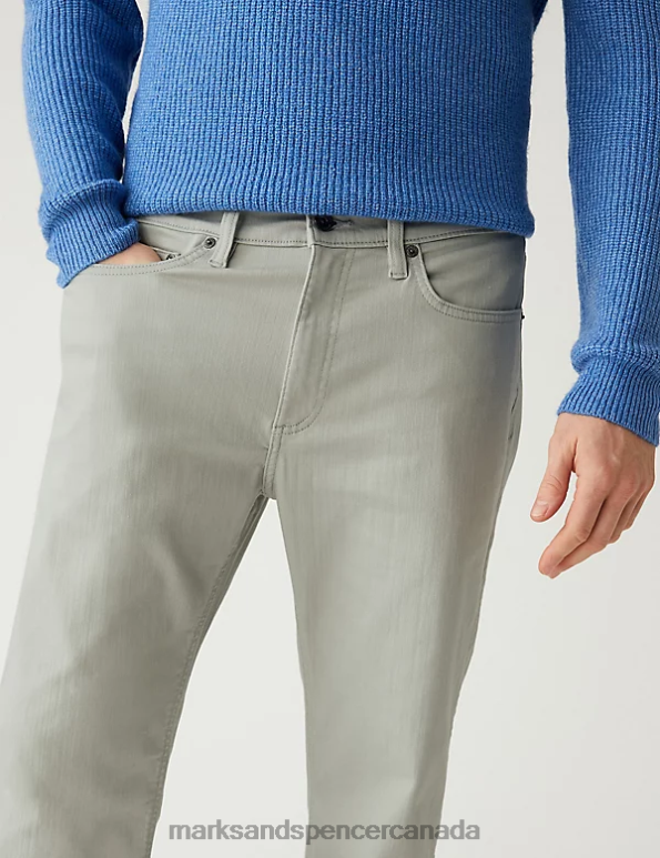 Marks and Spencer near me - Men Light Grey Clothing Marks & Spencer Straight Fit 360 Flex Jeans 20VTD7041