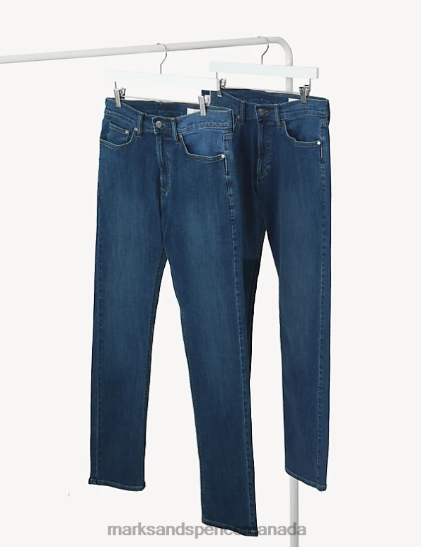 Marks and Spencer sale - Men Medium Blue Clothing Marks & Spencer 2pk Slim Fit Stretch Jeans 20VTD6971
