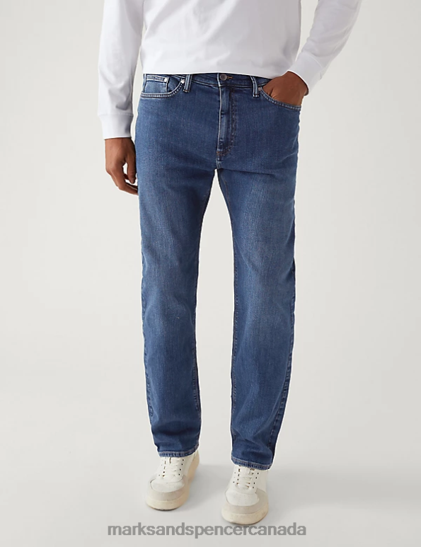 Men Medium Blue Clothing Marks & Spencer 2pk Straight Fit Stretch Jeans 20VTD6997 - Marks and Spencer Canada locations