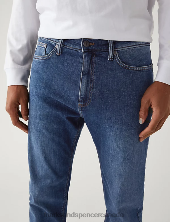 Men Medium Blue Clothing Marks & Spencer 2pk Straight Fit Stretch Jeans 20VTD6997 - Marks and Spencer Canada locations