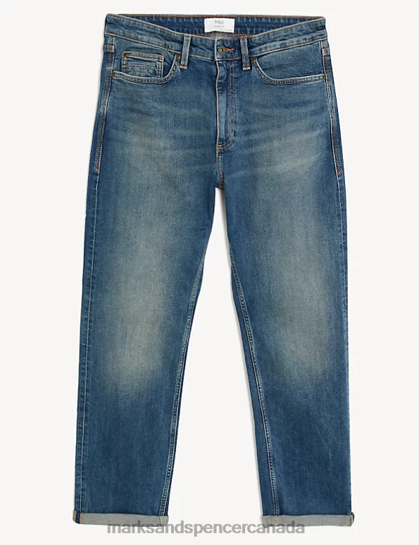 Men Medium Blue Clothing Marks & Spencer Loose Fit Vintage Wash Jeans 20VTD6190 - Marks and Spencer online