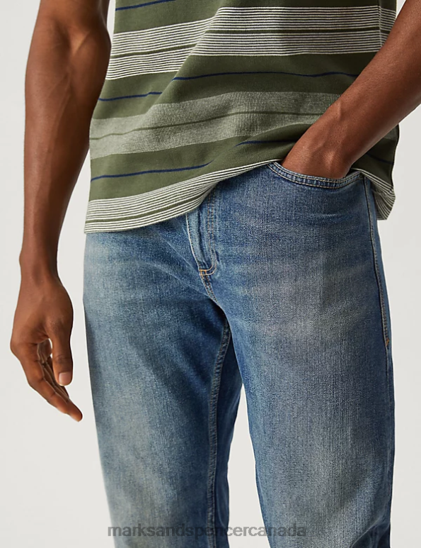 Men Medium Blue Clothing Marks & Spencer Loose Fit Vintage Wash Jeans 20VTD6190 - Marks and Spencer online