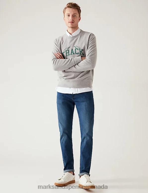 Marks and Spencer Canada - Men Medium Blue Clothing Marks & Spencer Slim Fit Stretch Jeans 20VTD5460