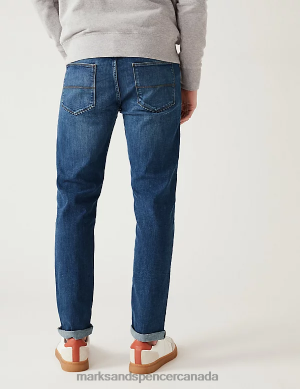 Marks and Spencer Canada - Men Medium Blue Clothing Marks & Spencer Slim Fit Stretch Jeans 20VTD5460