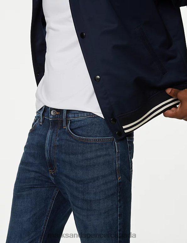 Men Medium Blue Clothing Marks & Spencer Straight Fit 360 Flex Jeans 20VTD7039 - Marks and Spencer outlet
