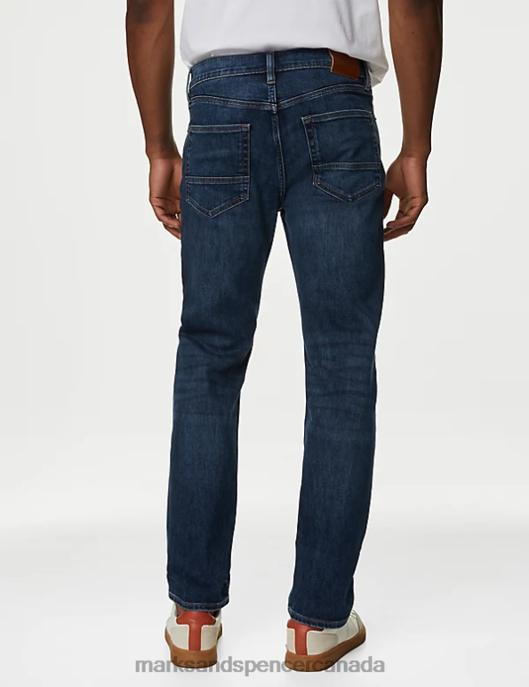 Men Medium Blue Clothing Marks & Spencer Straight Fit 360 Flex Jeans 20VTD7039 - Marks and Spencer outlet