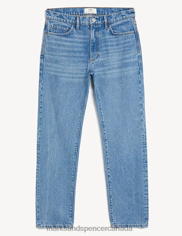 Marks and Spencer near me - Men Medium Blue Clothing Marks & Spencer Straight Fit Rigid Vintage Wash Jeans 20VTD5618