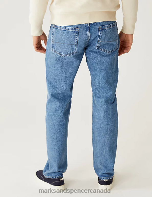 Marks and Spencer near me - Men Medium Blue Clothing Marks & Spencer Straight Fit Rigid Vintage Wash Jeans 20VTD5618