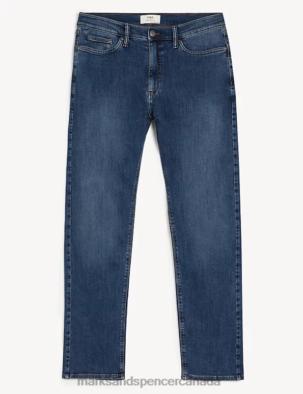 Marks and Spencer Canada - Men Medium Blue Clothing Marks & Spencer Straight Fit Stretch Jeans 20VTD6261
