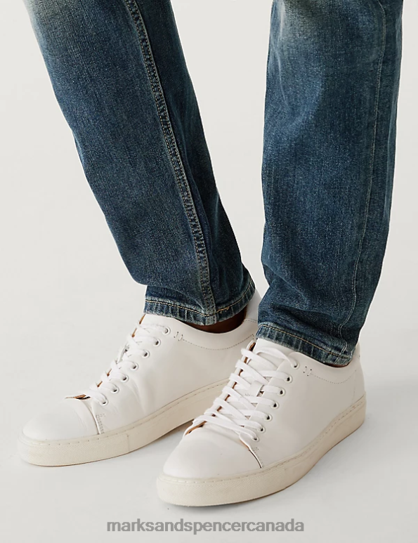 Marks and Spencer near me - Men Medium Blue Clothing Marks & Spencer Tapered Fit Vintage Wash Stretch Jeans 20VTD5355