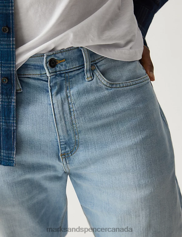 Marks and Spencer sale - Men Powder Blue Clothing Marks & Spencer Tapered Fit Stretch Jeans 20VTD7027