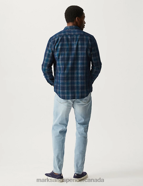 Marks and Spencer sale - Men Powder Blue Clothing Marks & Spencer Tapered Fit Stretch Jeans 20VTD7027