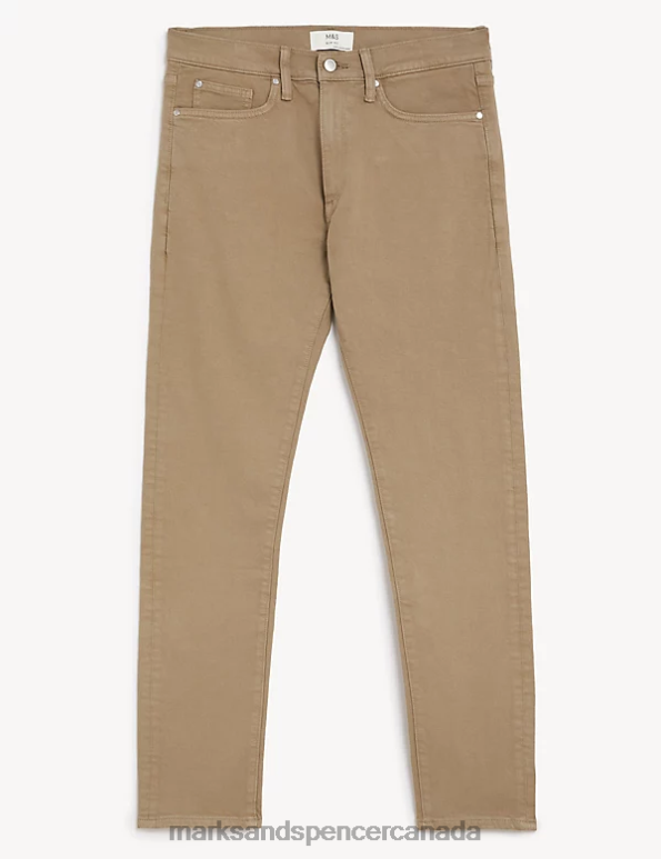 Men Sand Clothing Marks & Spencer Slim Fit Tea Dyed Stretch Jeans 20VTD5774 - Marks and Spencer online