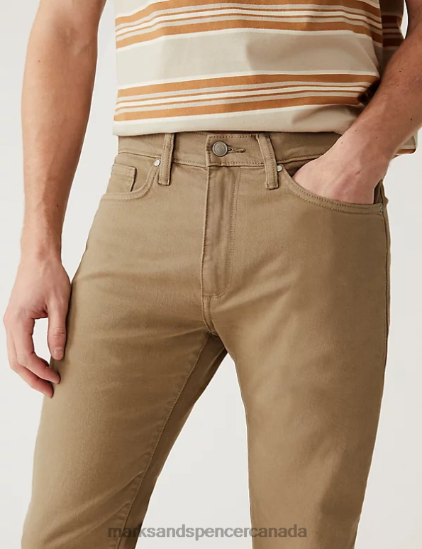 Men Sand Clothing Marks & Spencer Slim Fit Tea Dyed Stretch Jeans 20VTD5774 - Marks and Spencer online