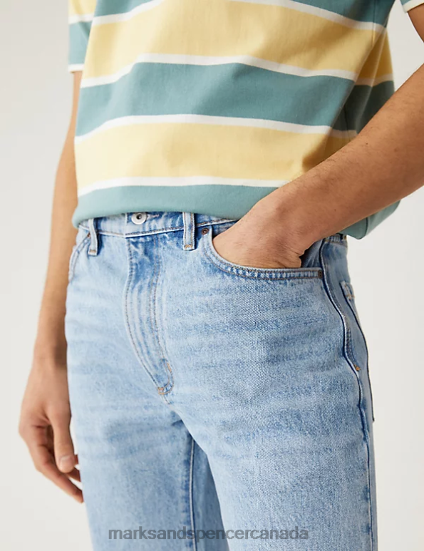 Marks and Spencer sale - Men Soft Blue Clothing Marks & Spencer Straight Fit Rigid Vintage Wash Jeans 20VTD5619