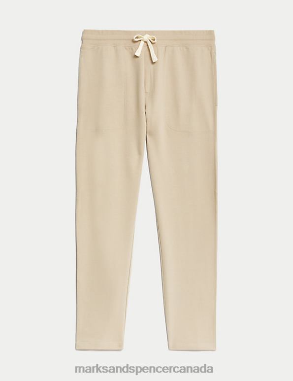 Men Beige Clothing Marks & Spencer Drawstring Pure Cotton Straight Leg Joggers 20VTD6720 - Marks and Spencer Canada locations