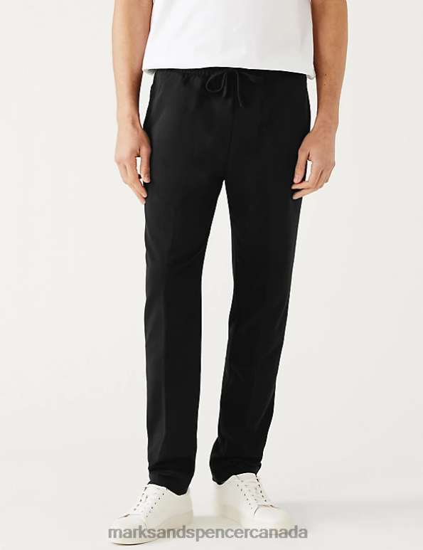 Men Black Clothing Marks & Spencer Cotton Rich Straight Leg Joggers 20VTD5736 - Marks and Spencer outlet