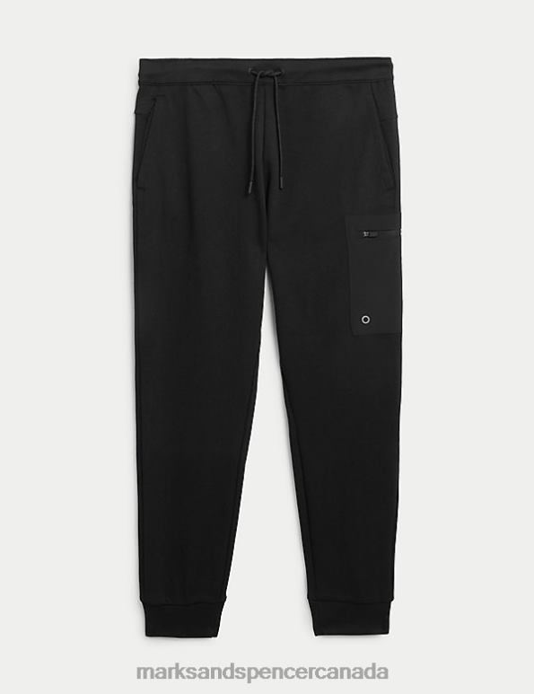 Men Black Clothing Marks & Spencer Cuffed Zip Pocket Sports Joggers 20VTD6610 - Marks and Spencer online