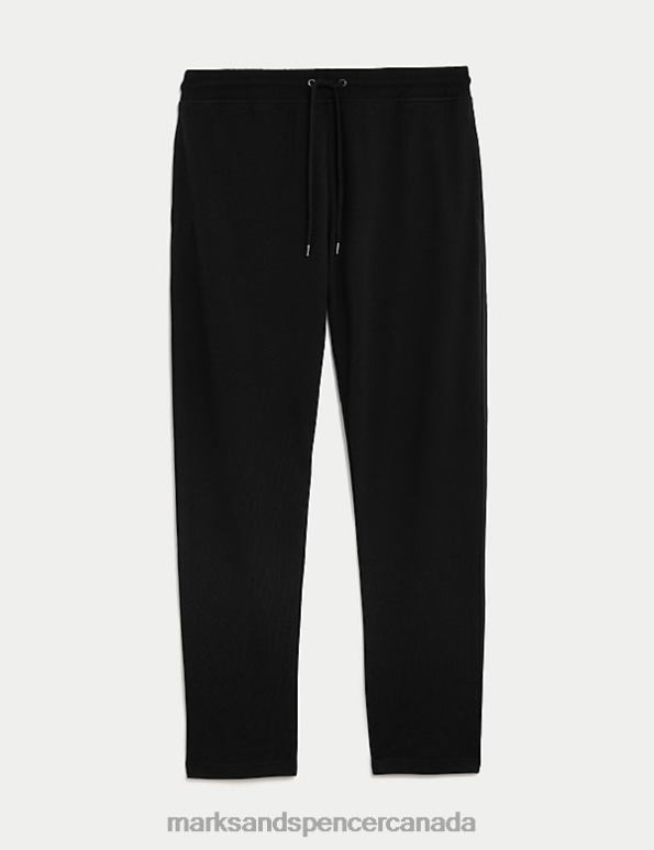 Marks and Spencer sale - Men Black Clothing Marks & Spencer Drawstring Cotton Rich Straight Leg Joggers 20VTD6416