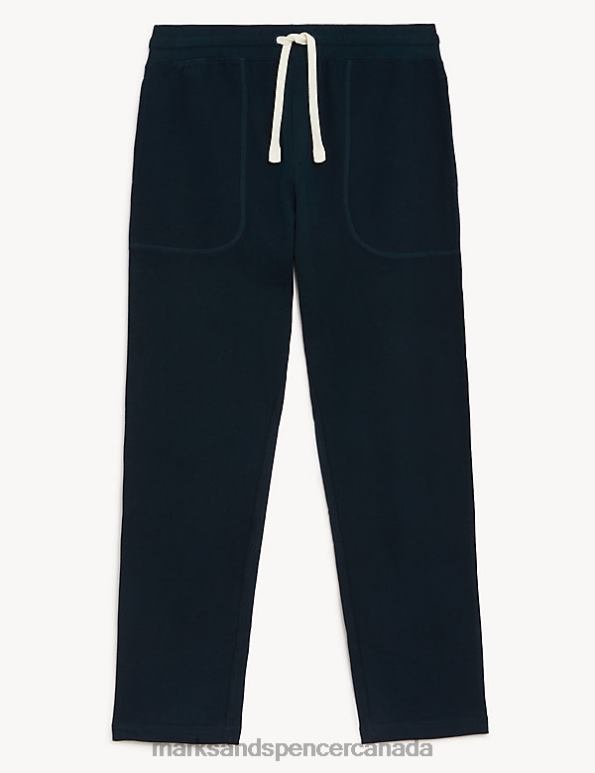 Marks and Spencer near me - Men Dark Navy Clothing Marks & Spencer Drawstring Pure Cotton Straight Leg Joggers 20VTD6391