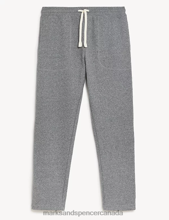 Marks and Spencer near me - Men Grey Marl Clothing Marks & Spencer Drawstring Pure Cotton Straight Leg Joggers 20VTD6723