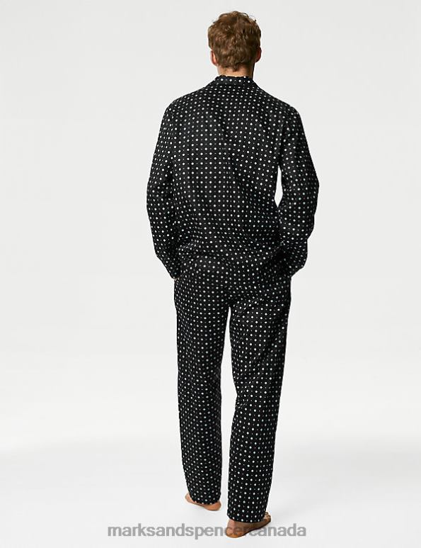 Marks and Spencer Canada - Men Black Mix Clothing Marks & Spencer Pure Cotton Printed Pyjama Set 20VTD4988