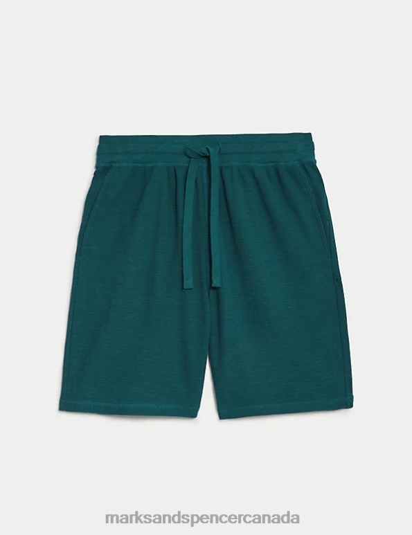 Marks and Spencer sale - Men Dark Evergreen Clothing Marks & Spencer Pure Cotton Loungewear Shorts 20VTD6938