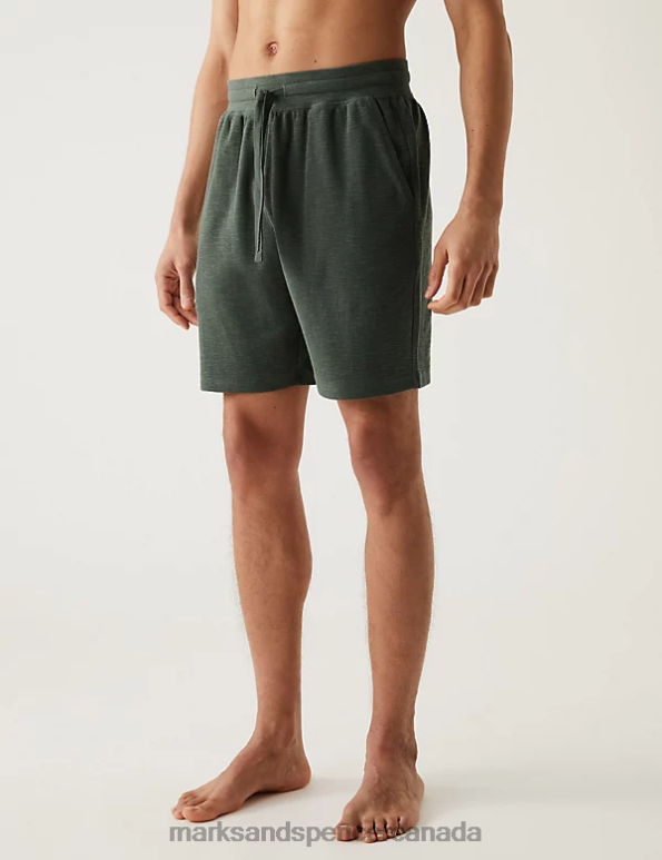 Marks and Spencer sale - Men Dark Evergreen Clothing Marks & Spencer Pure Cotton Loungewear Shorts 20VTD6938