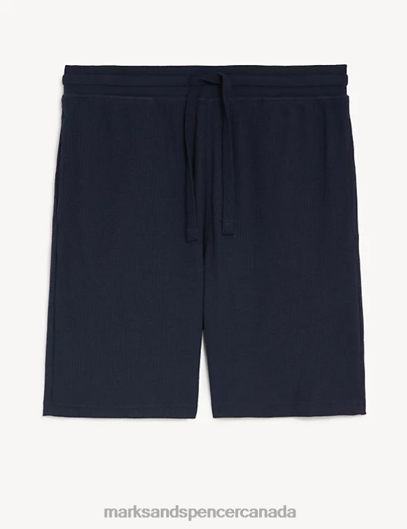 Marks and Spencer near me - Men Dark Navy Clothing Marks & Spencer Cotton Supersoft Waffle Loungewear Shorts 20VTD6549